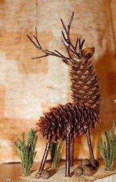 there is a small pine cone shaped like a deer