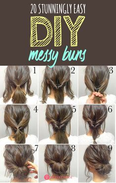 20 Stunningly Easy DIY Messy Buns: The best part about the messy bun is that it gives you the perfect I-just-got-up-and-I-look-this-awesome look in under 5 minutes! Read on to pick your favorite messy bun. #hair #hairstyles #messybuns #buns #tutorial This Hair Updo, Simple Long Hair Updo Quick Hairstyles, Bottom Bun Hairstyles, Easy Hair Ideas For Work, Low Bun With Barrette, Easy Wedding Hairstyles Do It Yourself Fine Hair, Easy Wedding Party Hairstyles, Long Fine Hair Dos, Messy Bun With Tendrils