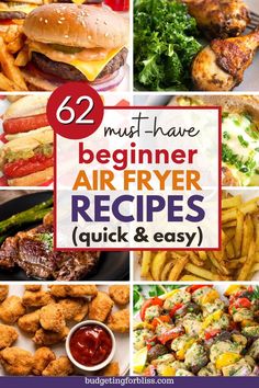 A collage of beginner air fryer recipes with simple ingredients. Air Fryer Recipes For Beginners, Fried Recipes, Air Fryer French Fries, Air Fried Food, Air Fryer Oven Recipes, Spend With Pennies, Air Fry Recipes, Salad Pasta