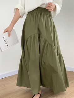 Casual Patchwork Skirt For Spring, Casual Patchwork Skirt, Casual Patchwork Flared Skirt, Casual Patchwork Flared Skirt Bottoms, Casual Patchwork Skirt For Fall, Spring Green Patchwork Maxi Skirt, Casual Khaki Midi Skirt, Casual Khaki Maxi Skirt For Spring, Casual Green Maxi Skirt For Work