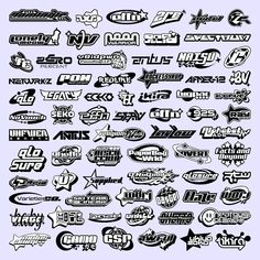 a large collection of different logos and stickers