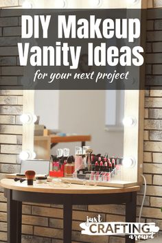 Easy Vanity Ideas, Diy Bedroom Vanity Small Spaces, How To Build A Vanity Makeup, Make Up Vanity Ideas Diy, Homemade Vanity Ideas, Small Room Vanity Ideas