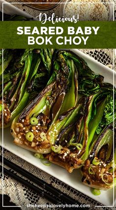 an image of a plate of food with broccoli and sesame seeds on it