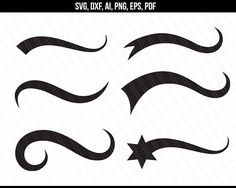 black and white swirls with stars on the side, set of four svt dxf files