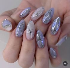 Beetles Gel Polish, Star Nail Designs, Kids Nail Designs, Silver Nail Designs, Multicolored Nails, Art Deco Nails, Asian Nails, Gel Polish Nail Art, Glitter Gel Polish