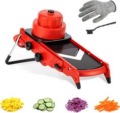 ✅ADJUSTABLE MANDOLINE SLICER: We designed julienne,Slicer, Strips, Dicer blades. (slicer:1mm- 8mm )，(Dicer:Square & Rhombus)， (julienne:1mm-3mm )，(Strips:4mm-9mm) which can make French fries, fried potato chips, etc. This is everything you need in one - with 4 adjustable blades settings with easy thumb dial control. Salad Zucchini, New Kitchen Gadgets, Kinds Of Fruits, All Vegetables, Food Safety