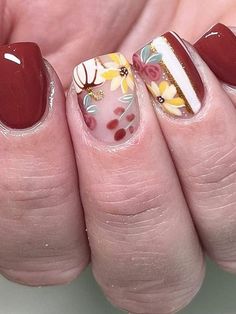 thanksgiving nails: pumpkin and sunflowers Harvest Nails, Cute Fall Art, Event Nails, Unusual Nail Designs, Shorter Nails, Em Nails, Cartoons Movies, Cute Nail Colors, Thanksgiving Nail Designs