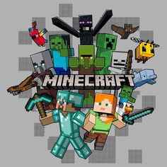 the logo for minecraft with many different characters