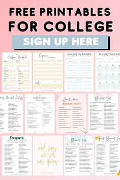 the free printables for college sign up here