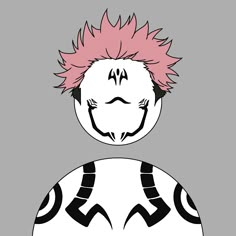 an anime character with pink hair and horns on his head, looking at the camera