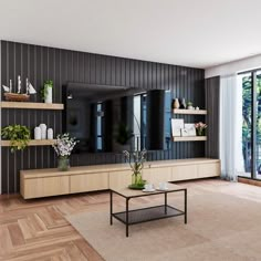 a living room filled with furniture and lots of windows