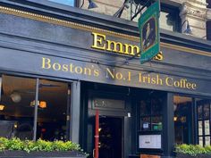 the entrance to boston's no 1 irish coffee, located in an old building