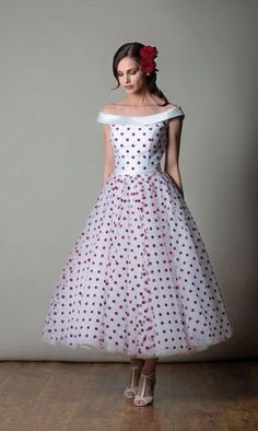 Classic Wedding Dress, 1950S Vintage Wedding Gown, Red Polka Dots Bridal Dress · joepaldress · Online Store Powered by Storenvy Dot Wedding Dress, Polka Dot Wedding Dress, Mode Rockabilly, Retro Wedding Dresses, Wedding Dresses 50s, Polka Dot Wedding, Tea Length Wedding Dress, Classic Wedding Dress, Wedding Gowns Vintage