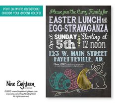 an easter chalkboard sign is shown with the words, bunny and egg - stravaganza