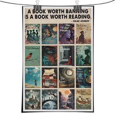 a book worth banishing is a book worth reading poster with an image of books