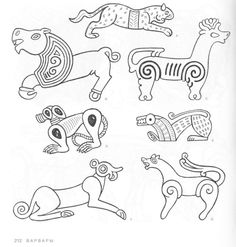 an image of some animals that are in the style of doodles on paper