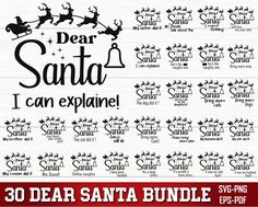 santa's reindeer svt bundle for cutting and cricting with the words dear santa