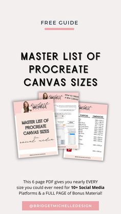 the master list of procreate canvass is shown in pink and white, with text