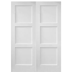 two white doors with square panels on each side