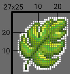 a cross - stitch pattern with a green flower in the center, on a gray background