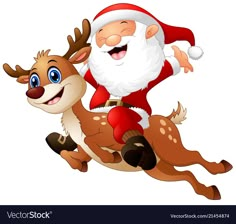 santa riding on the back of a reindeer