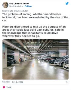 an image of a parking garage with cars parked in it and the caption reads