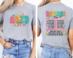 Retro ABDC Daycare Shirt, Daycare Tour Sweatshirt, Daycare Worker Gift, Cute Shirt, Teacher Hoodie, School Shirt, Gift For Her Welcome to HandmadeTeeTX, your go-to shop for custom graphic T-Shirts for all your special occasions! We offer a stunning collection of T-Shirts, Sweatshirts, and Hoodies, all printed using high-quality, long-lasting DTF technology. Looking for fun gifts for your loved ones? Check out our Etsy store to find the perfect piece! HOW TO ORDER 1 - Please be sure to review the listing pictures, charts and choose the garment color and size that suits you best. 2 - Choose from a variety of clothing styles and sizes. 3 - Choose from a variety of clothing colors. 4 - Enter personalization information, if offered, as shown in the example. (Optional) 6 - Add to cart (you can g Daycare Director, Kids Daycare, School Shirts, Suits You, Teacher Shirts, Cute Shirts, Gifts For Her, Adult Outfits, Bathing Beauties