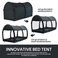 an info sheet describing how to use the in - house bed tent for indoor play