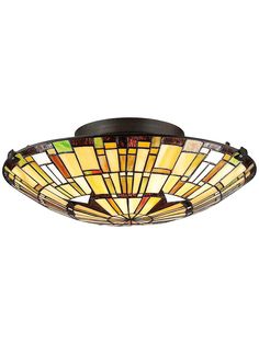 a stained glass ceiling light fixture