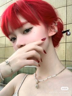 Orange Hair Styling, Cherry Red Hair, Medium Long Haircuts, Haircut And Color, Hair Inspo Color, Long Hair Cuts, Aesthetic Hair, Aesthetic Girl, Hair Tutorial