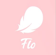 a white feather on a pink background with the word flo