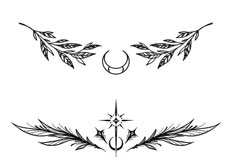 two different designs with leaves and stars in the middle, one is black on white