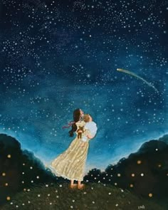 Second Star To The Right, Print Calendar, Dreamy Art, Gouache Painting, Mother And Child, Book Illustration, Artsy Fartsy