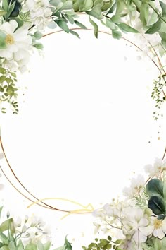 an image of flowers and leaves on a white background with space in the middle for text