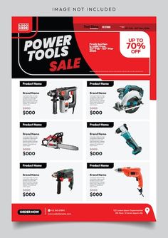 the flyer for power tools sale is shown