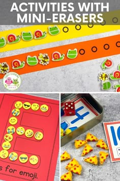 this is a collage of activities with mini - erases to teach children about numbers