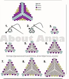 the instructions for how to make an origami triangle with different colors and shapes