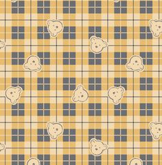 a plaid pattern with teddy bears on it