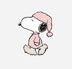 a cartoon dog wearing a pink hat and scarf