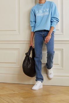 Sporty And Rich Sweatshirt, Sporty And Rich Outfit, Country Club Attire, Dress And Sneakers Outfit, Blue Health, Club Attire, Designer Tops For Women