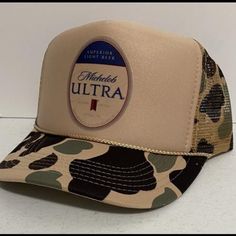 Brand New And Never Worn. Vintage Style Michelob Ultra Beer Hat Trucker Hat Adjustable Camo Party Cap Summer Hat Quality Handcrafted With Pride In The Usa With Care. We Strive To Bring You The Highest Quality Products Around! Ships In A Box. Michelob Ultra Beer, Camo Party, Beer Hat, Michelob Ultra, Beer Logo, Camo Designs, Beer Pong, Camo Colors, Summer Hat