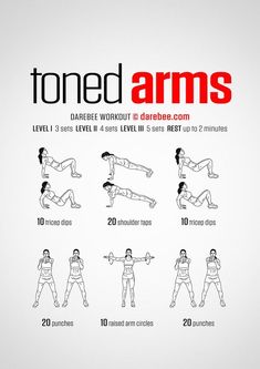 a poster with instructions on how to do the toned arms