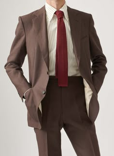 Brown Suit Men Casual, Brown Suit Red Tie, Mens Brown Suit Outfit, Brown Suit Men Aesthetic, Formal Suit Outfit Men, Brown Suit Jacket Outfit Men, Vintage Men Suit, Brown Suit Outfit Men, Men’s Suit Ideas