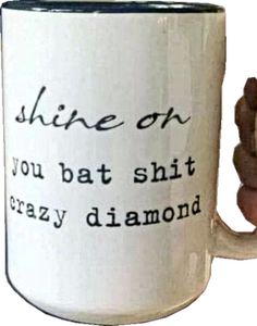 a white coffee mug with words written on it