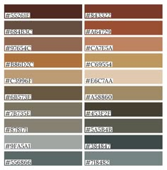 the color chart for different colors of paint and their corresponding names are shown in this image