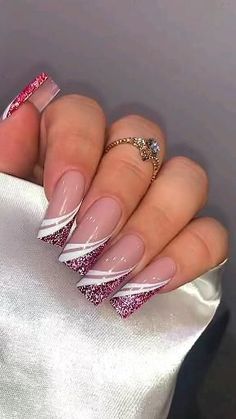 #nails #unhas #newyear #anonovo #2022 Simple Nail French Design, Unique French Tips Nails, Formal Nails French Tip, Fancy French Manicure Classy, Elegant Nails Classy Coffin, Fancy Nails Classy, Fancy French Tip Nails, Elegant Square Nails