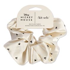 Mickey/ Minnie x Kitsch Recycled Fabric Rhinestone Scrunchie - MICKEY & MINNIE RHINESTONE SCRNCH CREAMFeaturesSilky, frictionless satin protects against frizz, tangles & tugging on your hairGreat for all hair typesOEKO-TEX Certified: This certifies that our satin is safe, sustainable, and environmentally friendly. - Mickey/ Minnie x Kitsch Recycled Fabric Rhinestone Scrunchie Hair In A Ponytail, Disney Universal Studios, Oversized Scrunchie, Sugarpill Cosmetics, Lip Primer, How To Clean Makeup Brushes, A Ponytail, Wide Headband, Cool Pins