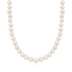 Ross-Simons - 8-9mm Cultured Pearl Necklace, 14kt Yellow Gold Magnetic Clasp. 18". Nicely priced, our fabulous 8-9mm cultured freshwater pearl necklace is a must for every jewelry box! Finishes with a 14kt yellow gold magnetic clasp for easy on and off. White pearl necklace. Pearl birthstones are the perfect gift for June birthdays. Classic Yellow Gold-plated Pearl Necklace, Everyday White 14k Gold-filled Pearl Necklace, Gold-plated Yellow Gold Pearl Necklace With Pearl Charm, White Pearl Necklace With 14k Gold-filled Pearl Pendant, 14k Yellow Gold-filled Pearl Necklace With Adjustable Chain, Pearl Birthstone, White Pearl Necklace, Cultured Pearl Necklace, Freshwater Pearl Necklace