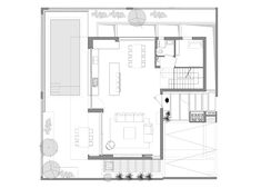 the floor plan for a small house with an open kitchen and living room, as well as