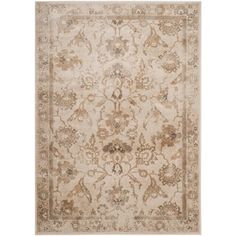 a beige rug with an ornate design on it